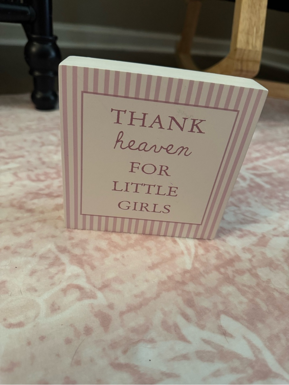 Thank Heaven for Little Girls Decorative Pink Block Sign